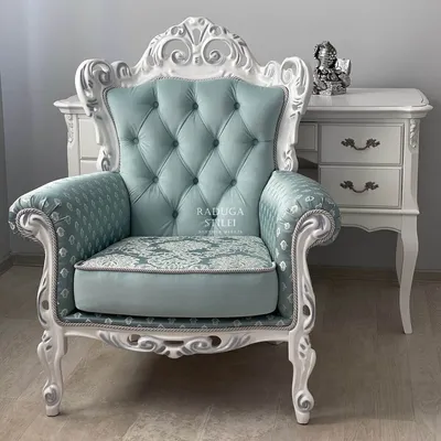 Кресло Итальянский Люкс в стиле барокко, голубое - Купить от производителя  в Москве