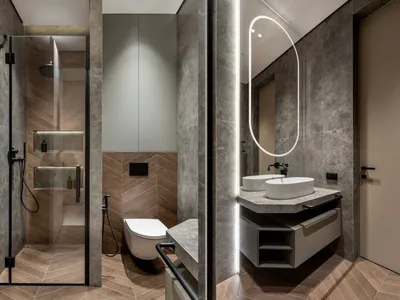 Стильные ванные комнаты с перегородками, смотреть фото и описание
