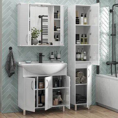 Серый шкаф в стиле неоклассик в ванную «Nuove», Арт.660