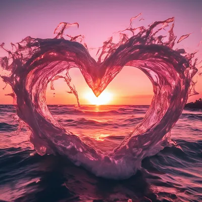 Море закат волны виде сердца , а …» — создано в Шедевруме