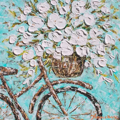 Купить картину маслом Велосипед с цветами от 5680 руб. в галерее DasArt