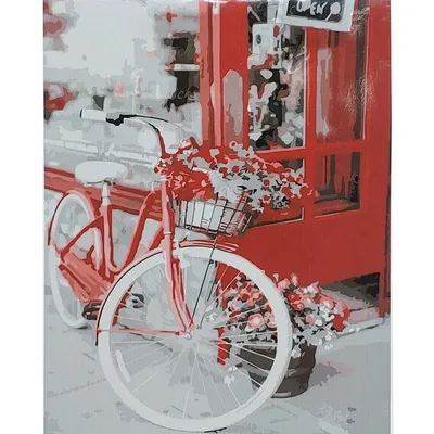 Купить картину маслом Велосипед в стиле арт с цветами №11 от 5690 руб. в  галерее DasArt