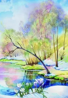 Как написать легкий Весенний пейзаж акрилом. .Spring landscape in acrylic -  YouTube