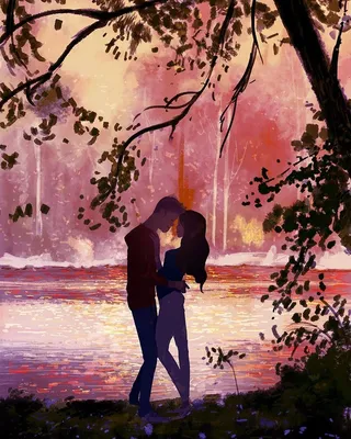 два красочных силуэта акварельных брызг влюбленных пар, люблю фото профиля  фон картинки и Фото для бесплатной загрузки