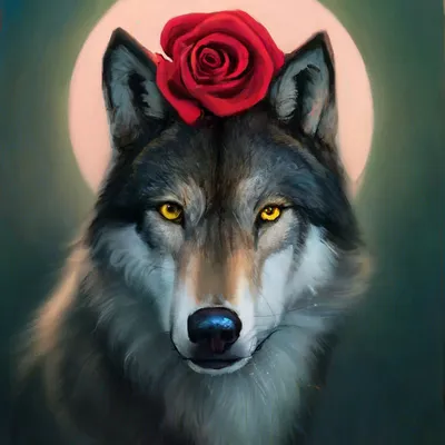 Волк с розой в зубах - 76 фото