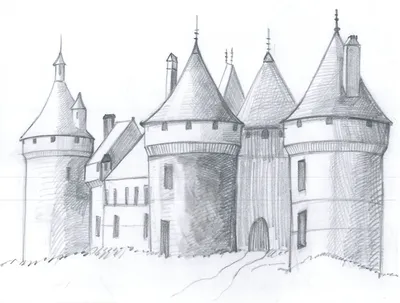 Как нарисовать дворец Нойшванштайн на бумаге карандашом