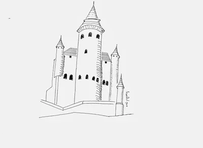 Средневековый замок рисунок карандашом - 52 фото