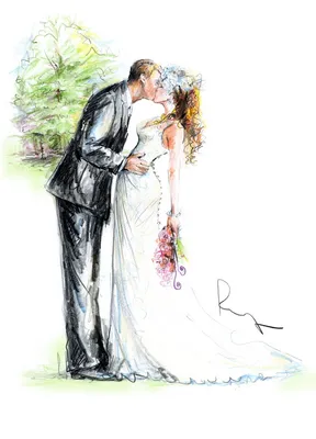 Жених и невеста нарисованные - 91 фото