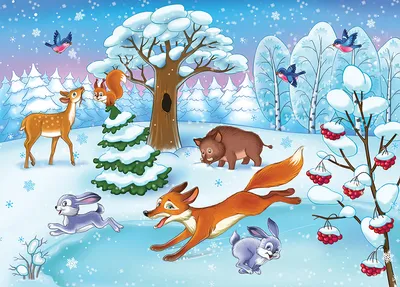 Игра на липучках «Животные леса. Зима» - Скачать шаблон | Раннее развитие