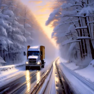Зимняя дорога в лесу - Фотография - PerfectStock