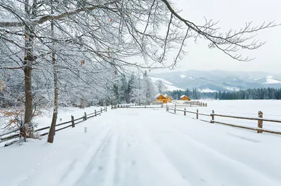Зима, зимняя дорога, красивые дома…» — создано в Шедевруме