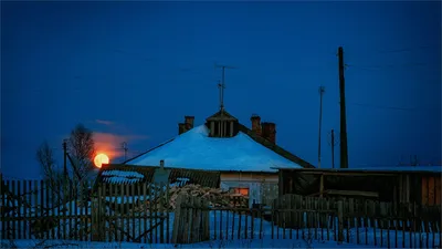 Зимний вечер в деревне.» — создано в Шедевруме