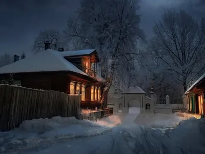 Картинка зимний вечер в деревне (49 фото) » Юмор, позитив и много смешных  картинок