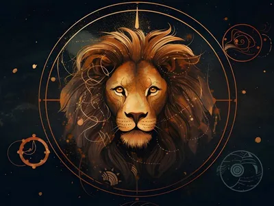 Знак зодиака льва Лео иллюстрация вектора. иллюстрации насчитывающей круг -  99666552