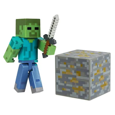 Фигурка Minecraft Zombie with Accessory Зомби Майнкрафт Купить в магазине  G4SKY.ru