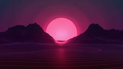 Download wallpaper: Neon sunset 1366x768