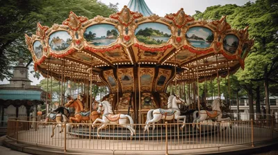 карусель в парке в городе, французский мобильный Merrygoround, Hd  фотография фото фон картинки и Фото для бесплатной загрузки