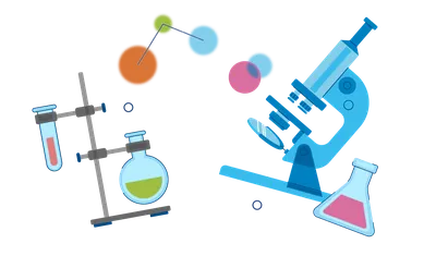 Химические векторные химические науки или фармакологические исследования в  школьной лаборатории по технологии или эксперимент в лабораторном  иллюстрационном наборе лабораторного научного оборудования микроскоп  изолирован на заднем плане Векторное ...