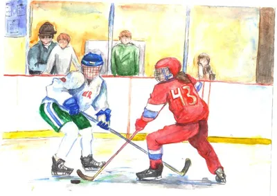 Милый мальчик играет в хоккей. мультяшная раскраска для детей. | Премиум  векторы