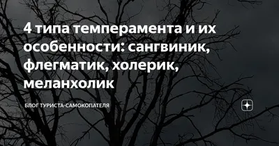 А какой темперамент у тебя ? Сангвиник, холерик,флегматик или меланхолик. |  Vesper | Дзен