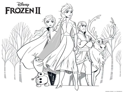 Раскраска Олаф, Анна, Эльза, Кристофф, Свен | Раскраски Холодное сердце 2  (Frozen 2 coloring pages). Раскраска Холодное сердце 2