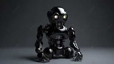 Застенчивый Робот Киборг Искусственный Интеллект Приседает Со Сложенными  Руками И С Интересом Смотрит В Камеру Склонив Голову 3d Рендер — стоковые  фотографии и другие картинки Робот - iStock