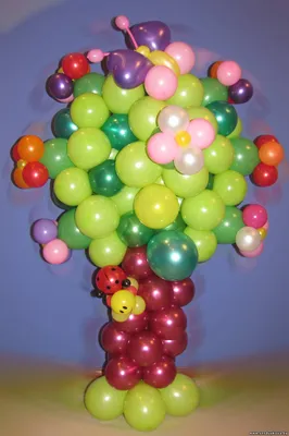 Фото клоуна из шаров на фоне цветущей природы