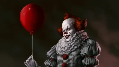 Клоун на фото с большим красным смайликом