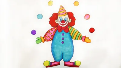 Клоунский рисунок с акварельными красками