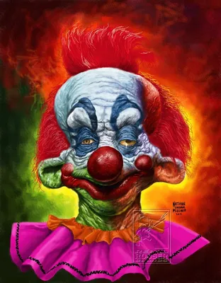 Фото Клоун убийца с красной краской на лице