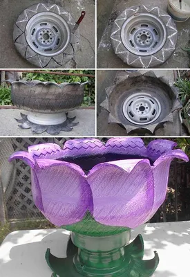 Клумбы из шин: фото, видео, идеи для создания цветников из покрышек