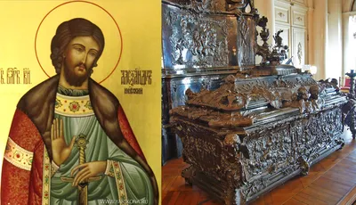 Большая икона Святого Благоверного Князя Александра Невского с сусальным  золотом от мастерской Наследие