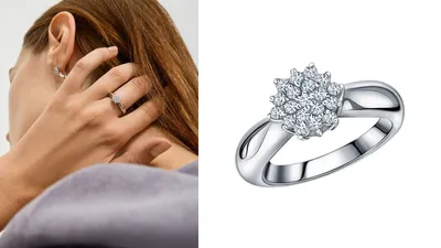 Изящное кольцо с бриллиантом на руке: фото в JPG формате