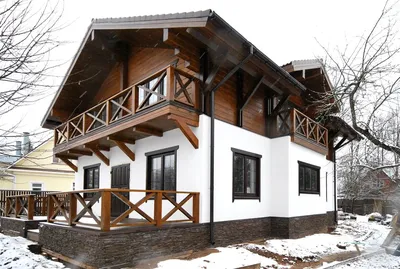 Проекты комбинированных домов из камня и дерева для строительства под ключ  в Москве