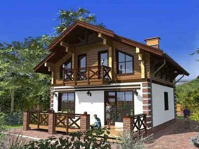 Комбинированная отделка фасада дома - Лог-Хаус