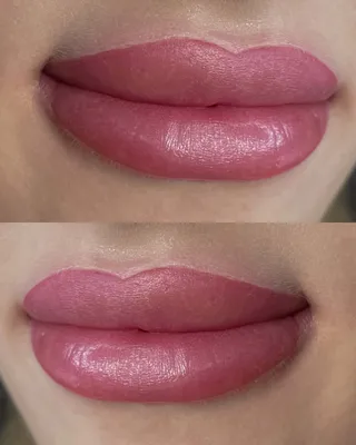 Фото контурного татуажа губ: перед и после