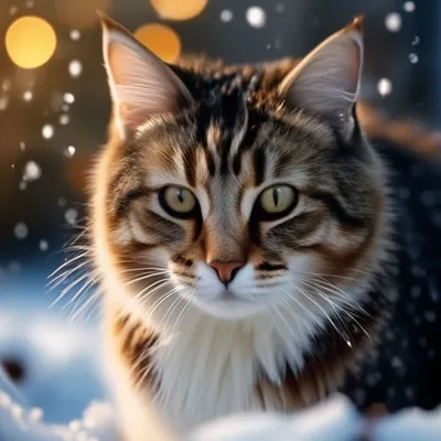 Зима кошки по снегу ночью стоковое изображение. изображение насчитывающей  благосостояние - 159080515