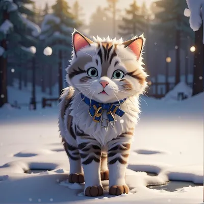 Сгенерировано фото милых кошек, играющих в снегу | Премиум Фото