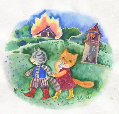 Иллюстрация кошкин дом в стиле 2d, детский | Illustrators.ru