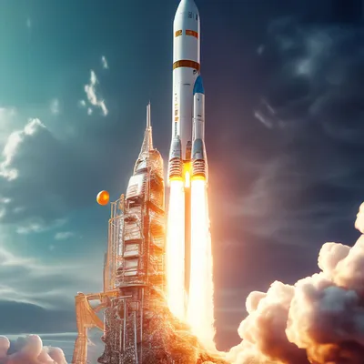 Космическая ракета взлетает в космос…» — создано в Шедевруме