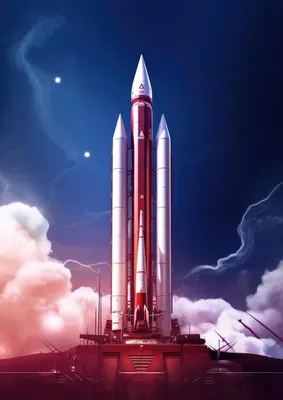 Иллюстрация Космическая ракета летящая на планету в стиле 2d,