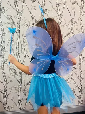 Детский карнавальный костюм \"Феи\" крылья бабочки +юбка 4 предмета Размер  45х42 см Цвет голубой - купить по доступным ценам в интернет-магазине OZON  (786937650)