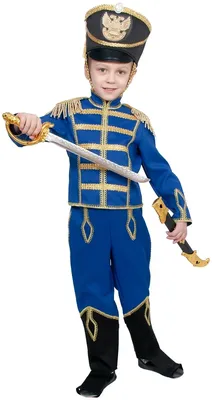 Детский карнавальный костюм «Гусар» синий для мальчиков Купить в Москве,  Московской области, России.