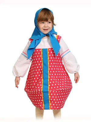 Детский костюм для танцев Матрешка Хохлома (девочка, 6-7 лет)