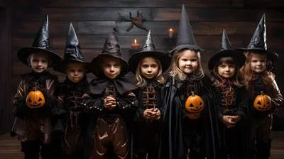 Одна маленькая девочка и 2 мальчика одели костюмы хеллоуина: ведьма,  скелет, вампир Стоковое Фото - изображение насчитывающей изолировано,  друзья: 45578084
