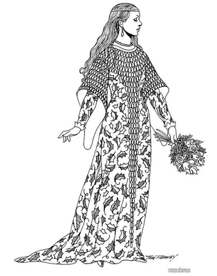 Костюм средневековой дамы: платье с накидкой, пояс, повязка на голову  (Италия) купить в Саратове