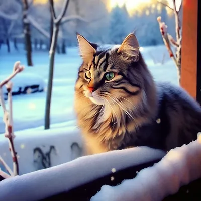 Кот зимой картинки