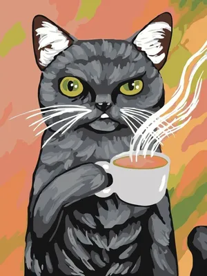Картина по номерам, холст на подрамнике - Спящий кот и чашка кофе -Животные  30х40 см. - купить с доставкой по выгодным ценам в интернет-магазине OZON  (998293864)