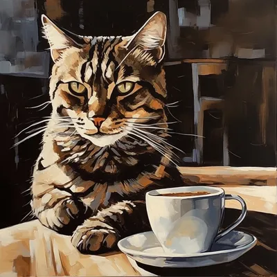 Гибрид кот-кофе» — создано в Шедевруме