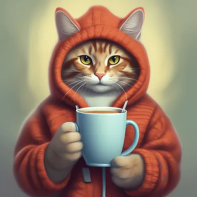 Кофе или чай в кружке. Зеленая книга. На столе маленький котенок. Кот белый  с рыжим, пушистый, симпатичный. Котенок играет на столе. Натюрморт с котом.  Фон - деревянная доска фотография Stock | Adobe Stock